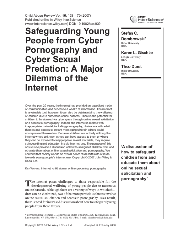(PDF) Safeguarding young people from cyber pornography and cyber sexual ...
