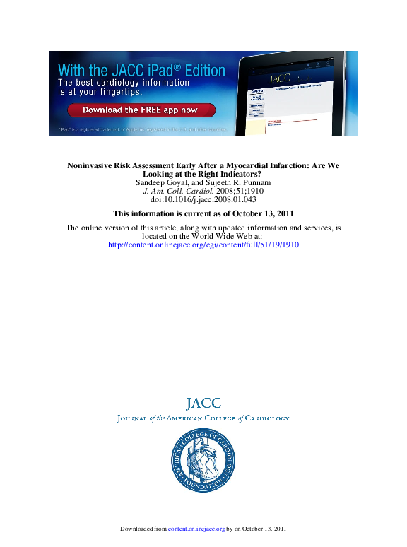 (PDF) Noninvasive Risk Assessment Early After a Myocardial Infarction