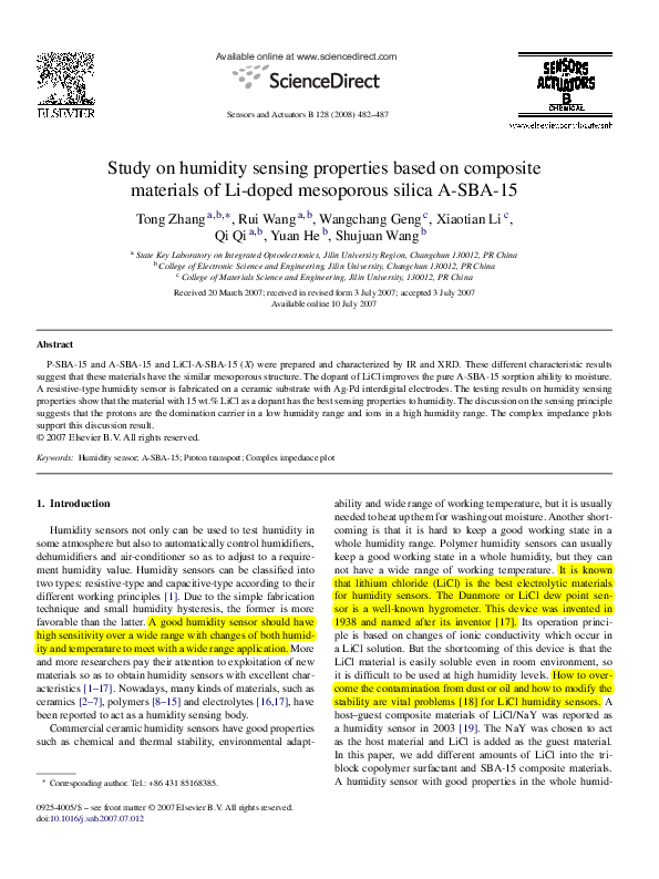 (PDF) Study on humidity sensing properties based on composite materials ...