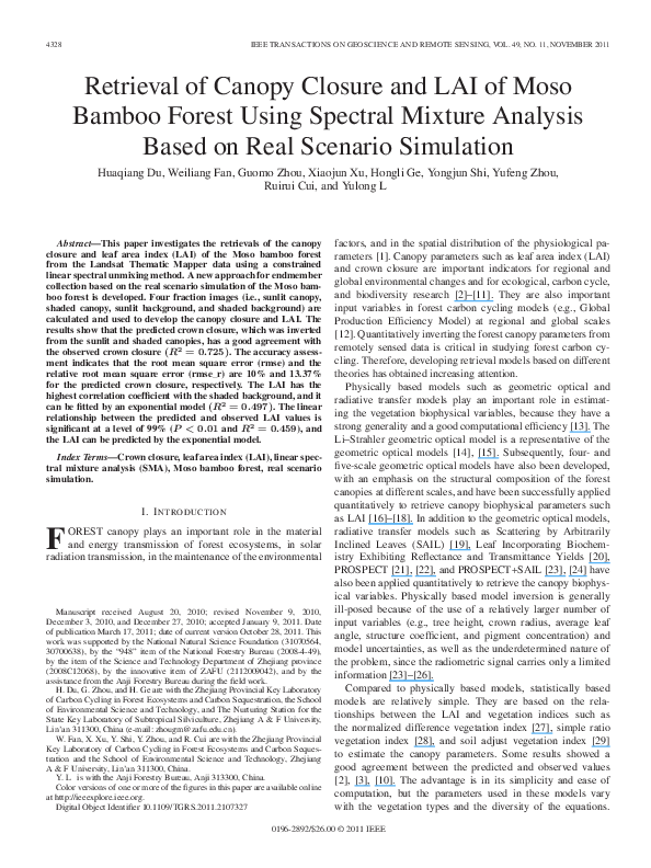 (PDF) Retrieval of Canopy Closure and LAI of Moso Bamboo Forest Using ...