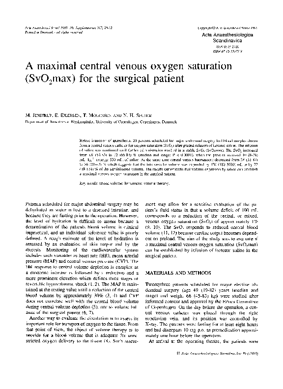 (PDF) A maximal central venous oxygen saturation (SvO 2 max) for the ...