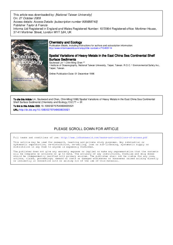 (PDF) Spatial Variations of Heavy Metals in the East China Sea ...