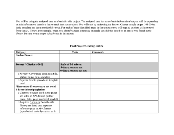 (DOC) Project management grading criteria