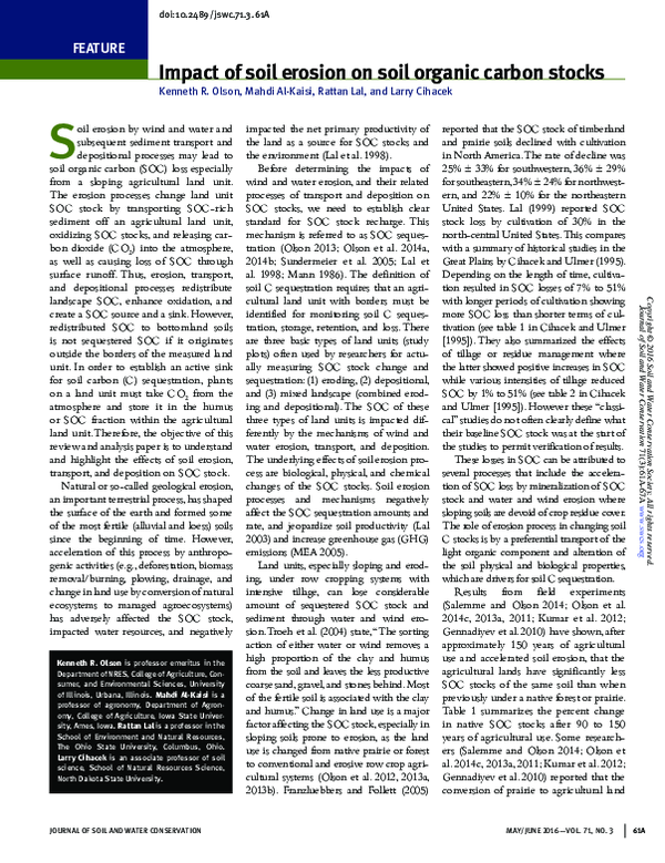 (PDF) Impact of soil erosion on soil organic carbon stocks