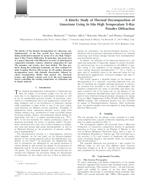 (PDF) A Study of Thermal of Limestone Using In