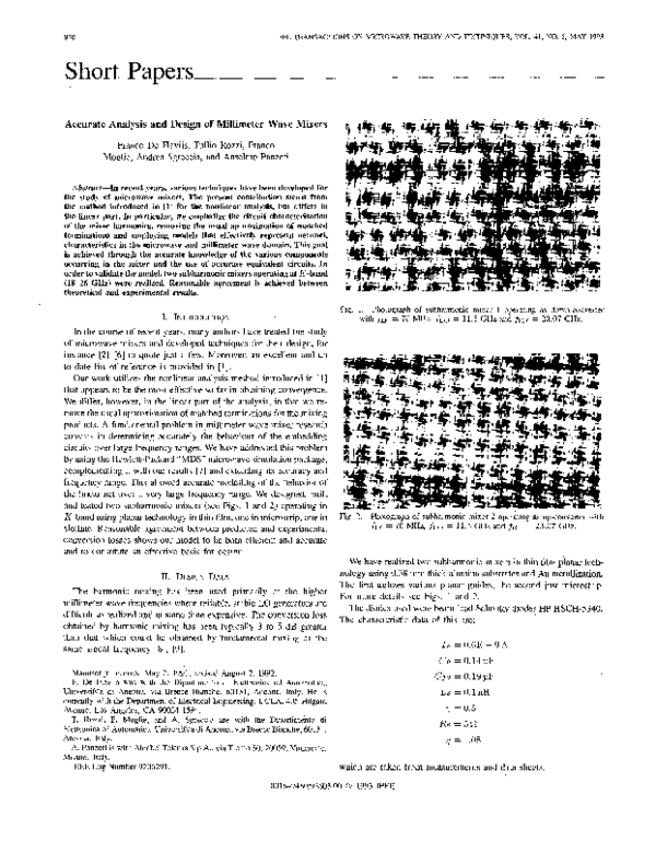 (PDF) Accurate analysis and design of millimeter wave mixers