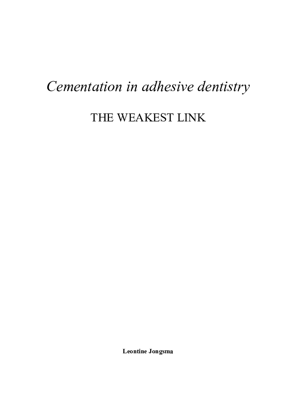 (PDF) Cementation in adhesive dentistry the weakest link leontine