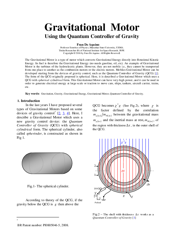 (PDF) Gravitational Motor Using the Quantum Controller of Gravity