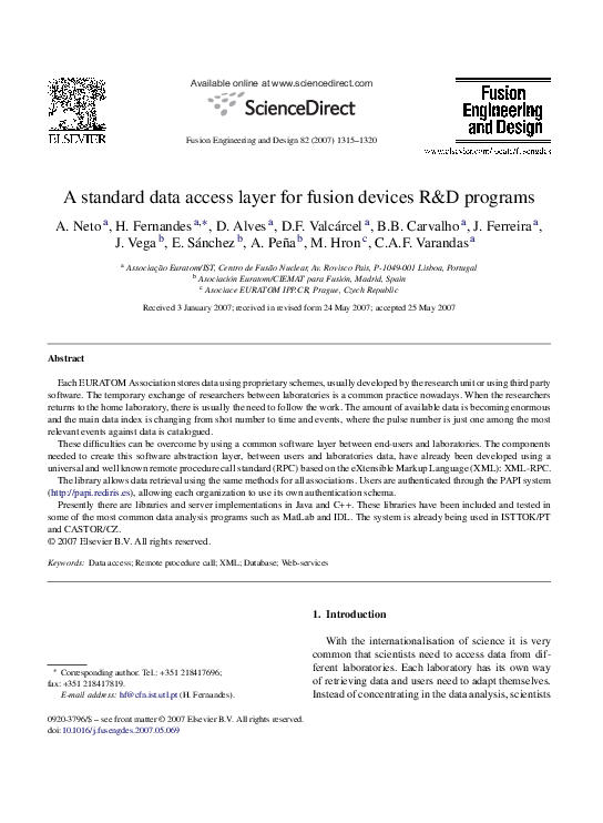 (PDF) A standard data access layer for fusion devices R&D programs