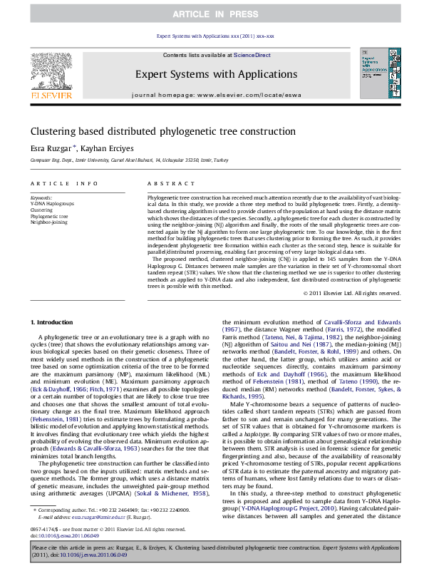 (PDF) Clustering based distributed phylogenetic tree construction