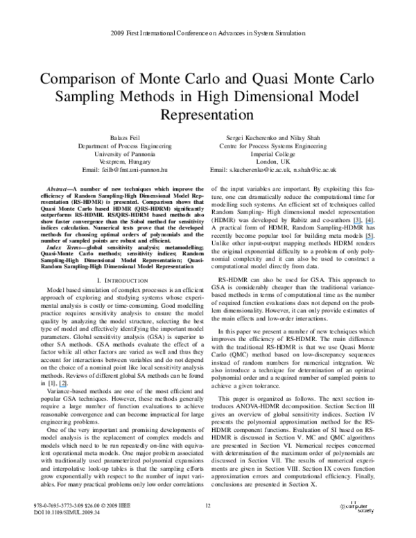 (PDF) Comparison of Monte Carlo and Quasi Monte Carlo Sampling Methods ...