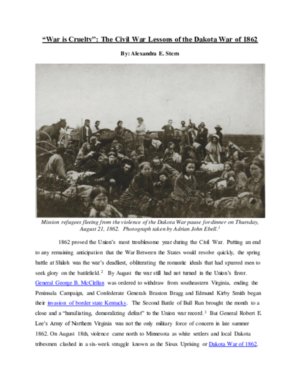 (PDF) "War is Cruelty": The Civil War Lessons of the Dakota War of 1862