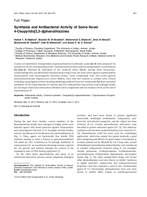 (PDF) Synthesis and antibacterial activity of some novel 2-Aroylimino-3 ...