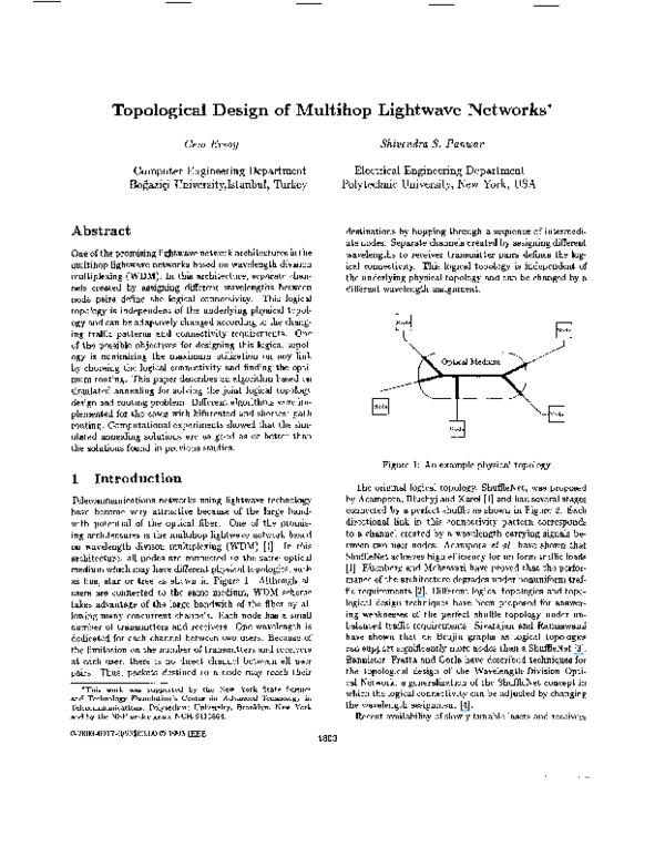 (PDF) Topological design of multihop lightwave networks