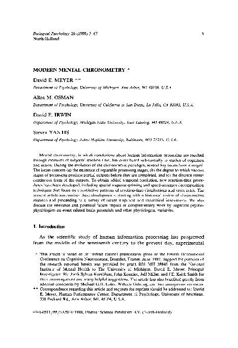 PDF) Modern mental chronometry