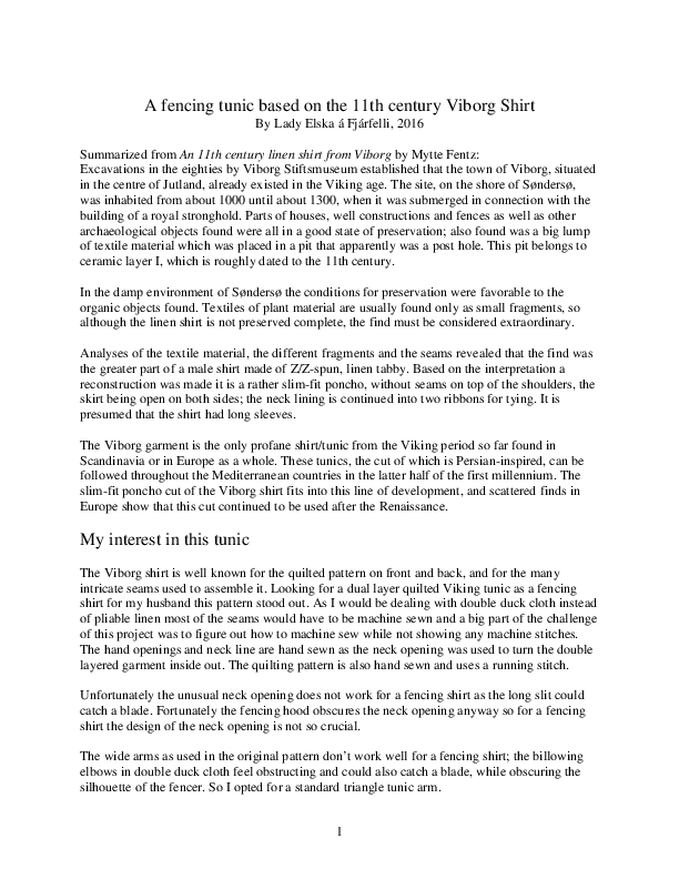 (PDF) An SCA approved fencing tunic based on the 11th century