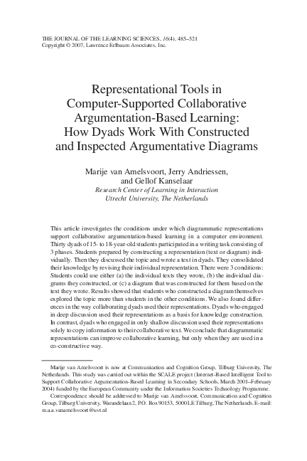 (PDF) Representational Tools in Computer-Supported Collaborative ...