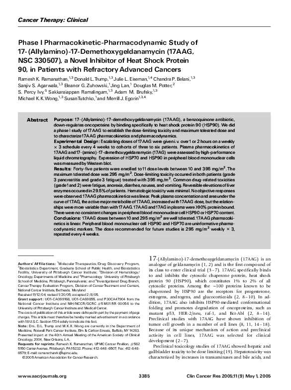 (PDF) Phase I Pharmacokinetic/Pharmacodynamic Study of EKB-569, an ...