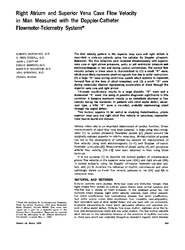 (PDF) Right atrium and superior vena cava flow velocity in man measured ...