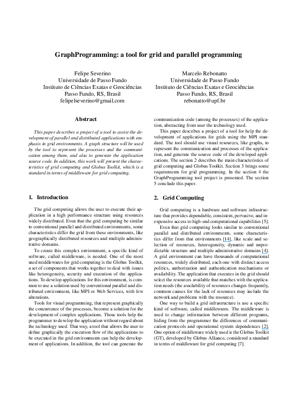 (PDF) GraphProgramming: a tool for grid and parallel programming