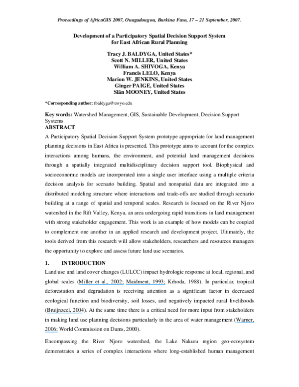 (PDF) Development of a participatory spatial decision support system ...