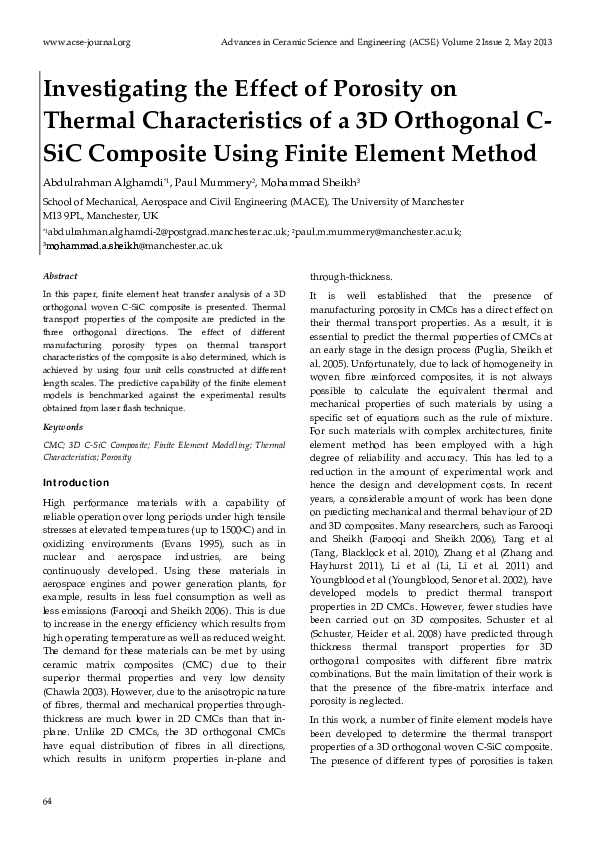 (PDF) Investigating the Effect of Porosity on Thermal Characteristics ...