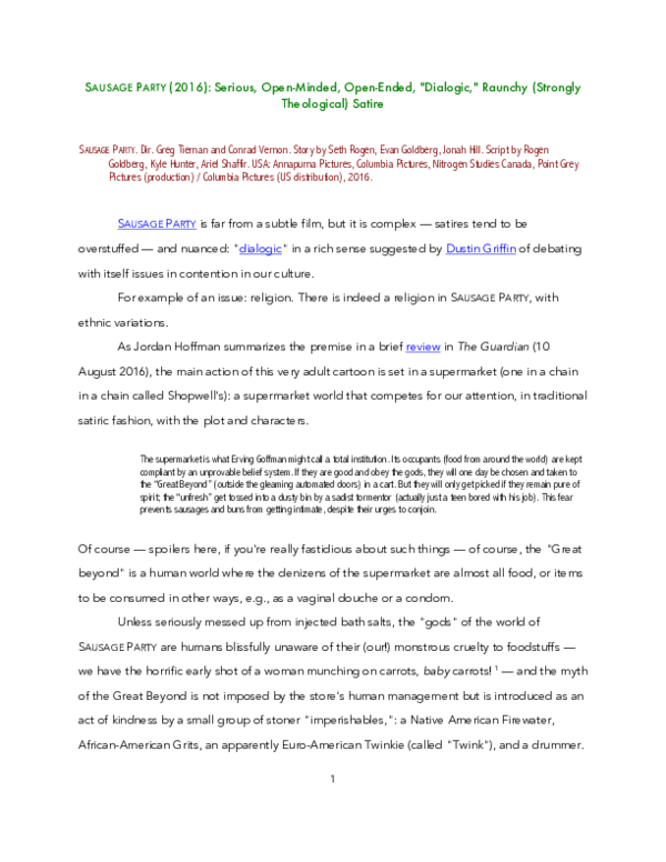 (PDF) SAUSAGE PARTY (2016) Serious, OpenMinded, OpenEnded, 