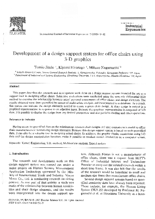 (PDF) Development of a design support system for office chairs using 3 ...