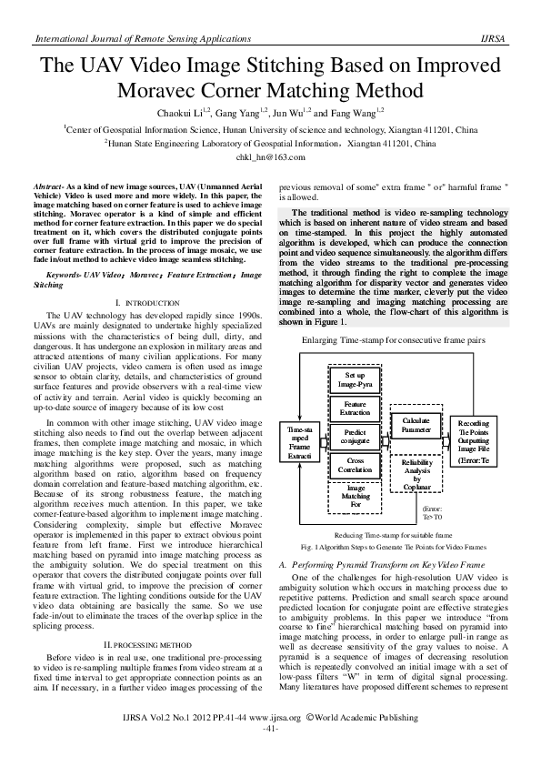 (PDF) The UAV Video Image Stitching Based on Improved Moravec Corner ...