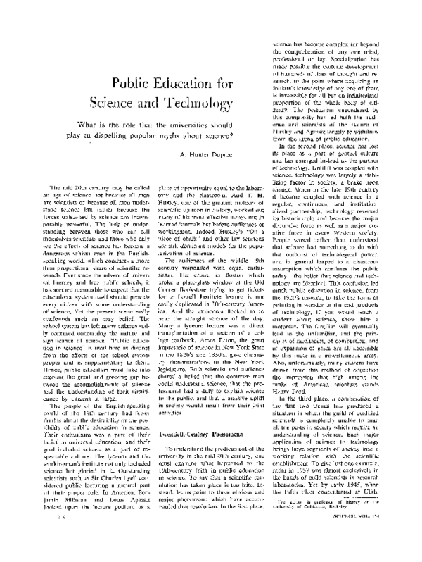 (PDF) Public Education for Science and Technology: What is the role ...