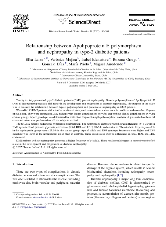 (PDF) Relationship between Apolipoprotein E polymorphism and ...