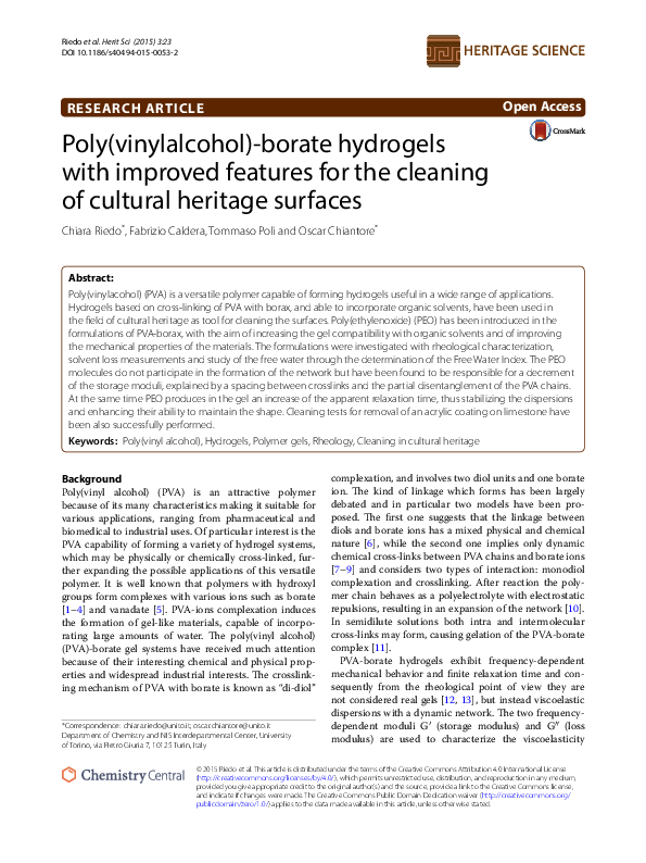 (PDF) Poly(vinylalcohol)borate hydrogels with improved features for