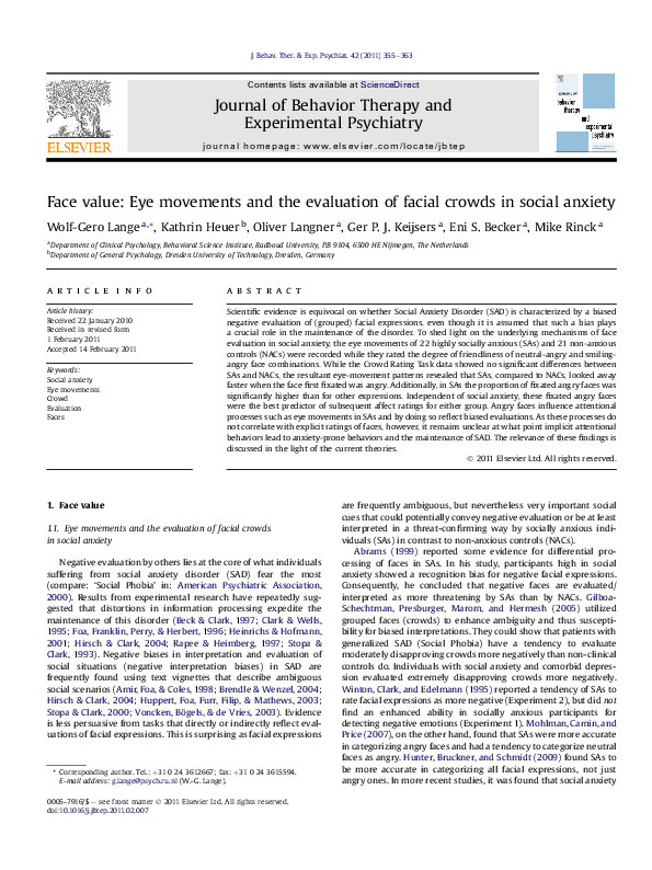 (PDF) Face value: Eye movements and the evaluation of facial crowds in ...