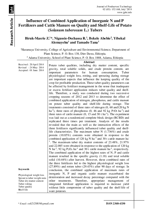 (PDF) Influence of Combined Application of Inorganic N and P ...