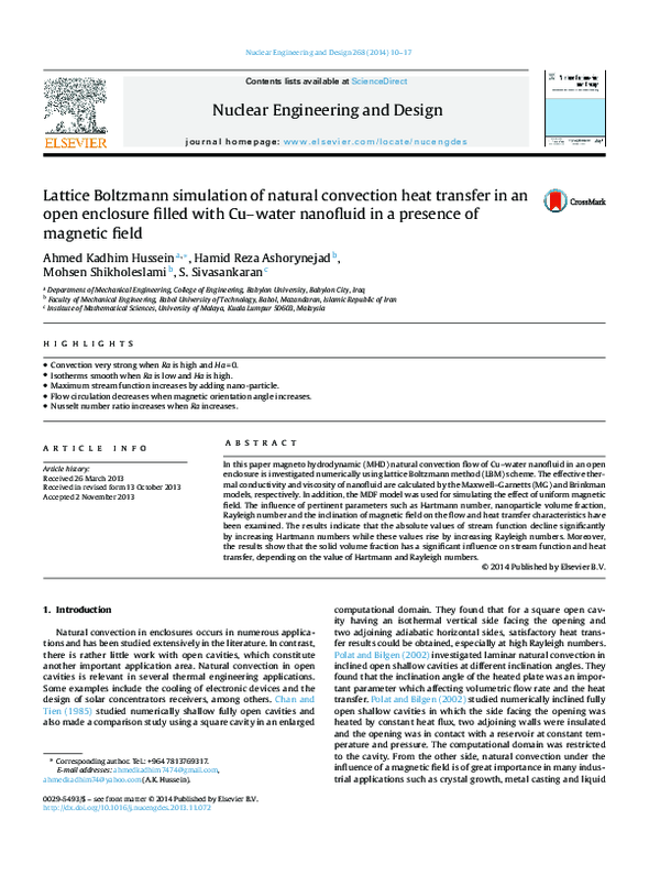 (PDF) Lattice Boltzmann simulation of natural convection heat transfer ...