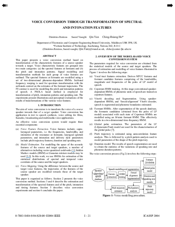 (PDF) Voice conversion through transformation of spectral and ...