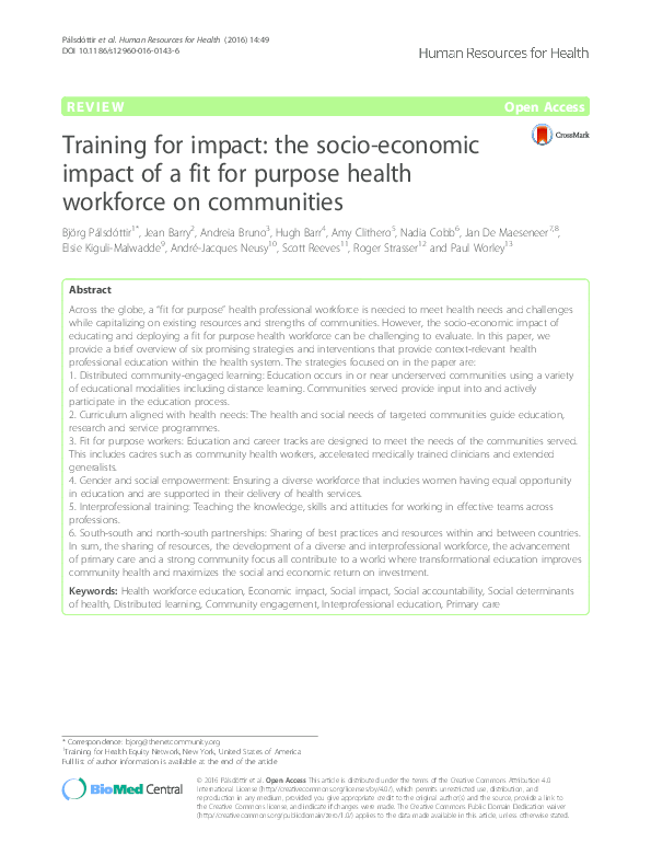 (PDF) Training for impact the soico economic impact of a fit for ...