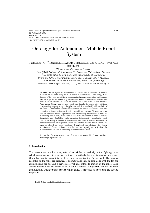 (PDF) Ontology for Autonomous Mobile Robot System