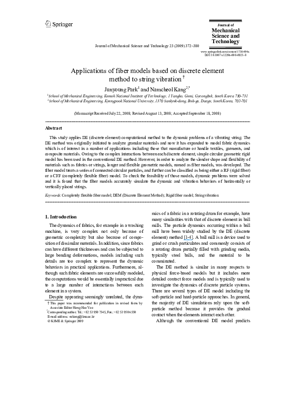 (PDF) Applications of fiber models based on discrete element method to ...