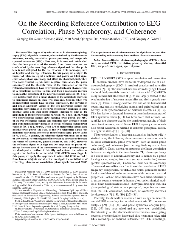 (PDF) On the Recording Reference Contribution to EEG Correlation, Phase ...