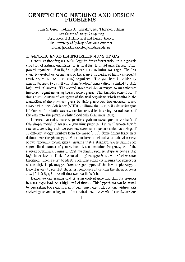 (PDF) Genetic engineering and design problems