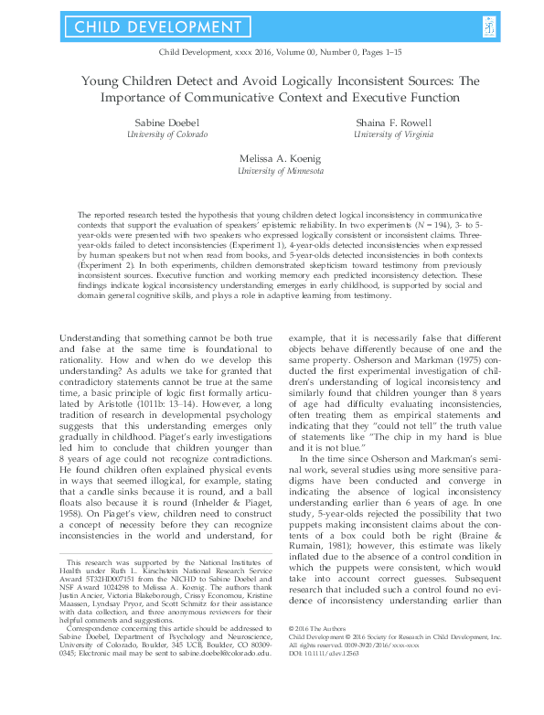 (PDF) Young Children Detect and Avoid Logically Inconsistent Sources ...