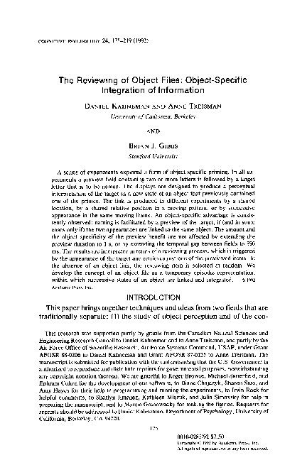 (PDF) The reviewing of object files: Object-specific integration of ...