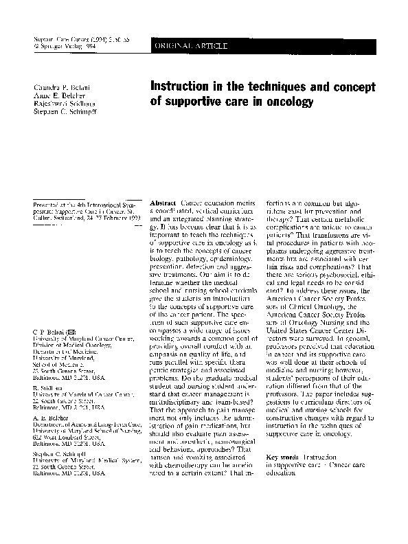 (PDF) Instruction in the techniques and concept of supportive care in ...