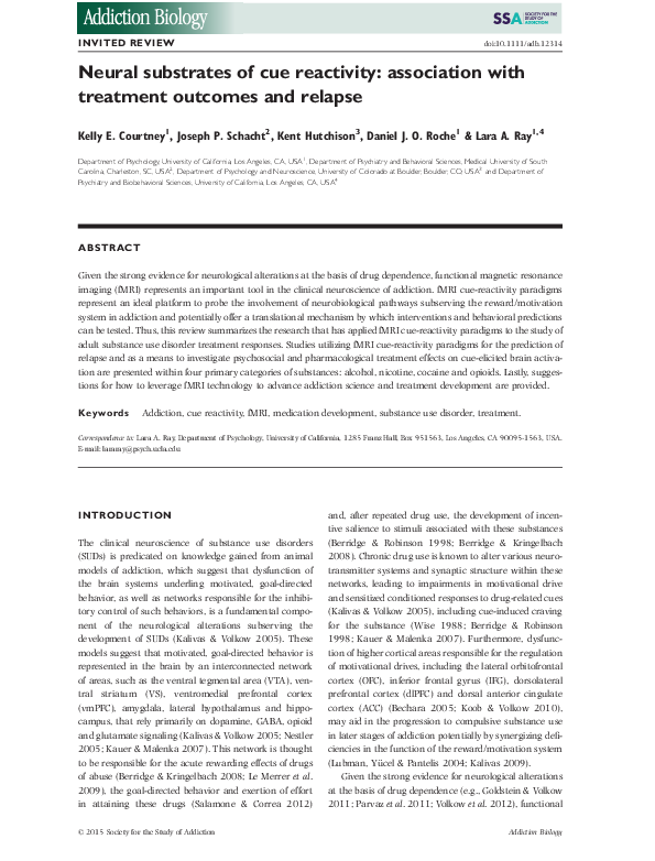 (PDF) Neural substrates of cue reactivity: association with treatment ...