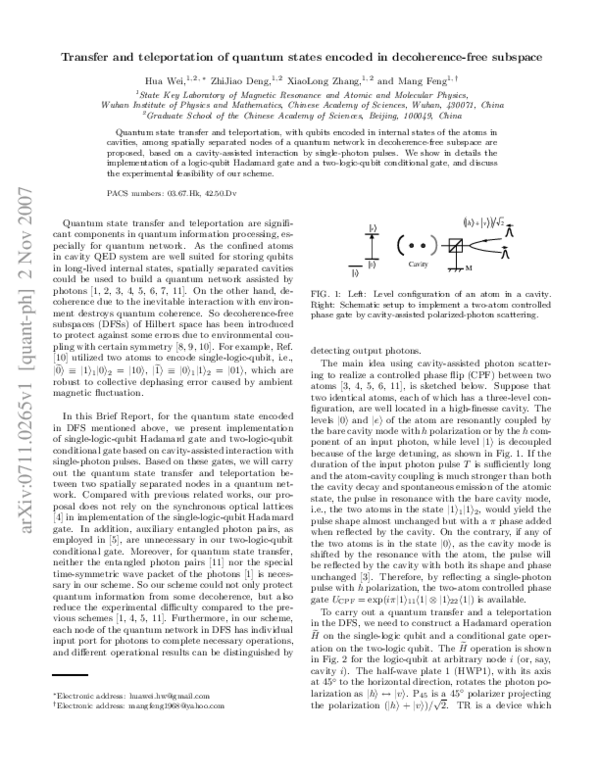 (PDF) Transfer and teleportation of quantum states encoded in ...