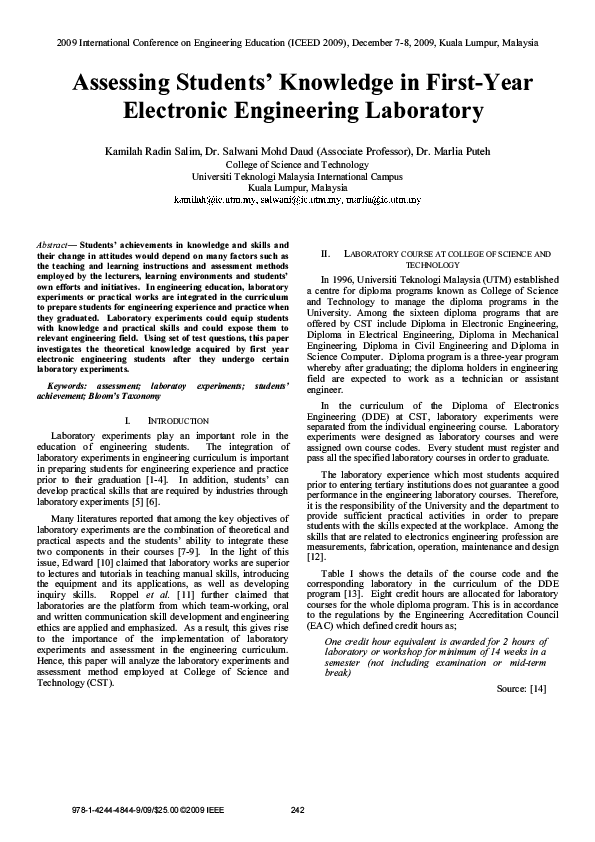 (PDF) Assessing students' knowledge in first-year electronic ...