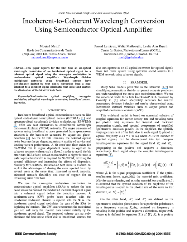 (PDF) Incoherent-to-coherent wavelength conversion using semiconductor ...