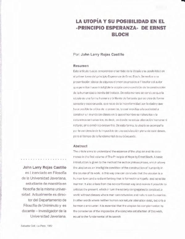 (PDF) La utopia y su posibilidad en el de Ernst Bloch