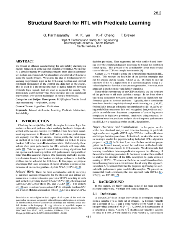 (PDF) Structural search for RTL with predicate learning